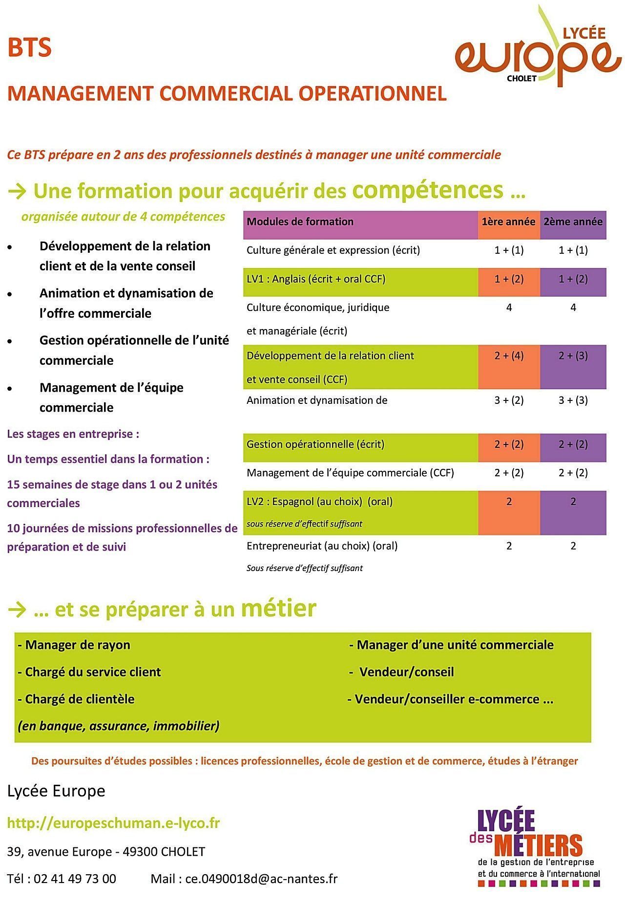 Bts Management Commercial Operationnel Lycee Europe Robert Schuman