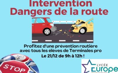 Profitez d’une prévention routière avec tous les élèves de Terminales pro jeudi 21/12 de 9h à 12h