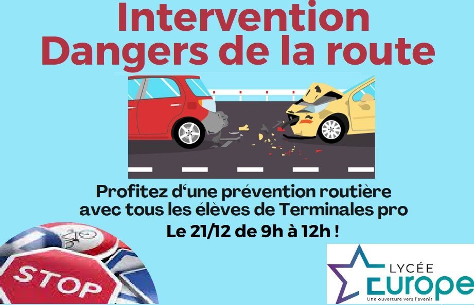 Profitez d’une prévention routière avec tous les élèves de Terminales pro jeudi 21/12 de 9h à 12h